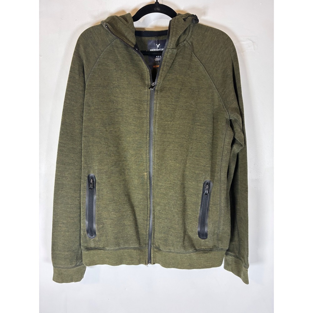 American Eagle Active Flex Men's Medium Green Heather Zip Hoodie Jacket